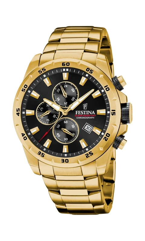 Festina Gold PVD-Plated Chronograph Watch with Steel Bracelet F20541/4