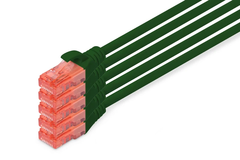 Digitus LAN Cable Cat 6-7m - 5 Pieces - RJ45 Network Cable - UTP Unshielded - Compatible with Cat6A & Cat5e - Green