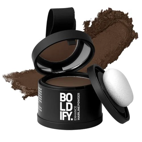 BOLDIFY Hairline Powder - Root Touch Up Hair Color for Gray Coverage - Bald Spot Concealing Hair Powder for Women and Men - 24-Hour Stain-Proof - Medium Brown