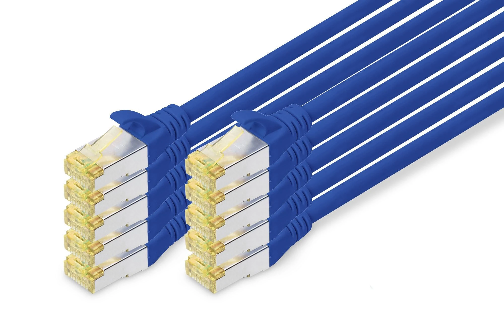 DIGITUS LAN Cable Cat 6A - 0.25m - 10 Pieces - RJ45 Network Cable - S/FTP Shielded - Compatible with Cat6 & Cat7 - Blue