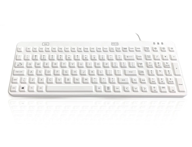 AccuMed Accuratus Lux - USB 105 Key Compact Sealed Washable IP68 Medical/Clinical Keyboard with Adjustable Red LED Backlighting