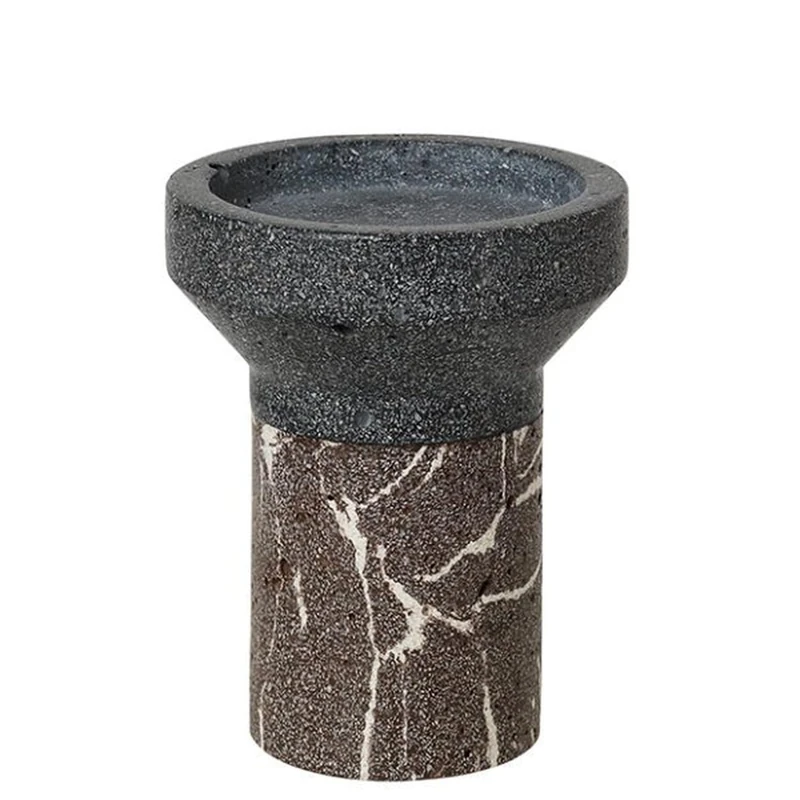 broste Copenhagen Idun Candle Holder, Stone, Brown, 15 x 10 cm