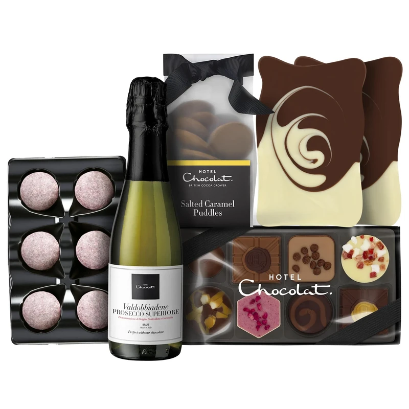 Hotel Chocolat Bring on the Bubbly Collection 1.1kg - Prosecco and Chocolate Gift Selection - Gift for Birthday, Thank You, Congratulations, Anniversary - Gift for Her and Him