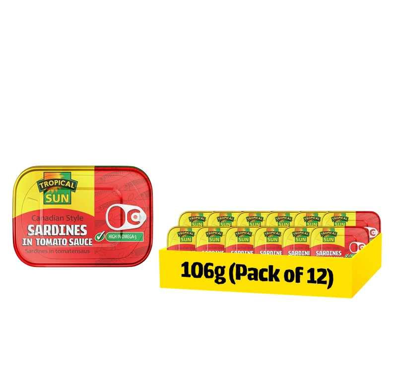 Tropical Sun Canadian Style Sardines in Tomato Sauce, 106g (Pack of 12)