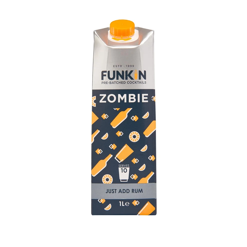 FUNKIN Cocktails Zombie Pre Mixed Cocktail Mixer | Just Add Rum | Sweet & Tropical Flavour | 0% ABV | Premium Ingredients for Bar-Quality Drinks | Perfect for Parties | 1 Litre, Pack of 6