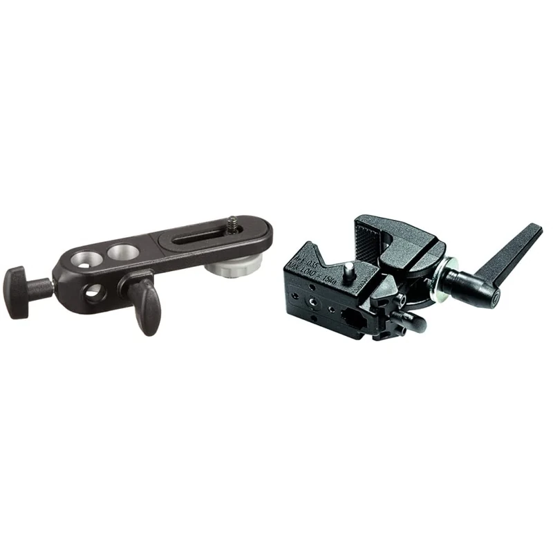 Manfrotto 143BKT Camera/Umbrella Bracket, Black with Manfrotto Super Clamp without Stud, Black