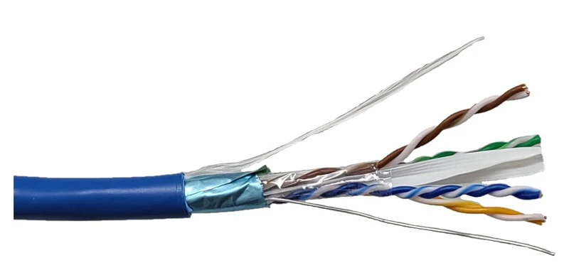 Micro Connectors 500 Feet CAT 6A Solid & Shielded (FTP) CMR Riser Bulk Ethernet Cable-Blue (TR4-570SRBL-500)