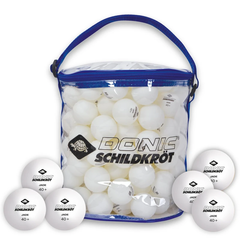 Donic-Schildkröt Jade Table Tennis Ball, Poly 40+ Quality, 144 Pieces in a Carrying Bag, White, 608501