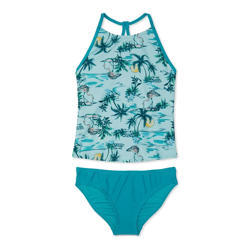 Speedo -Womens Printed High Neck Tankini Set (Big Kids) Ceramic 10 Big Kids