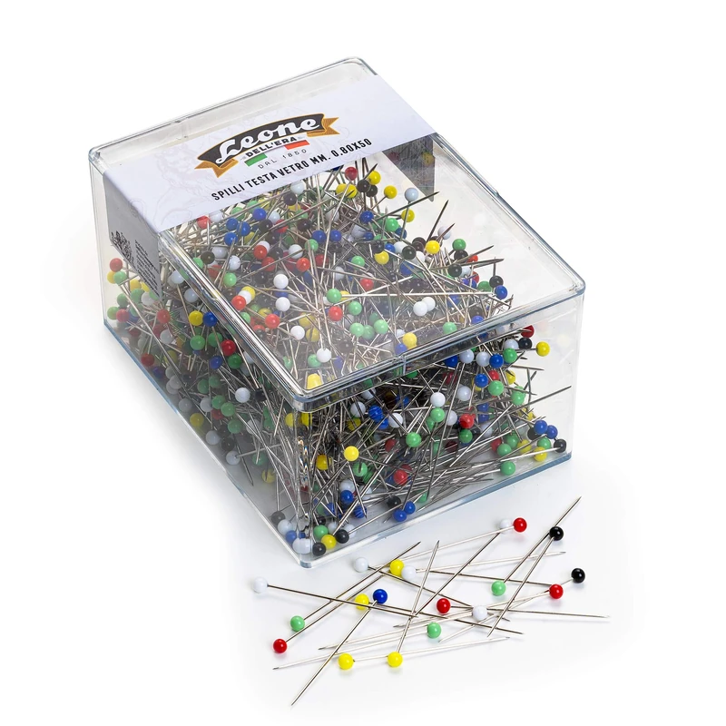 Leone DELL'ERA Glass Head Pins, Mixed Colours, 0,8 x 50 mm