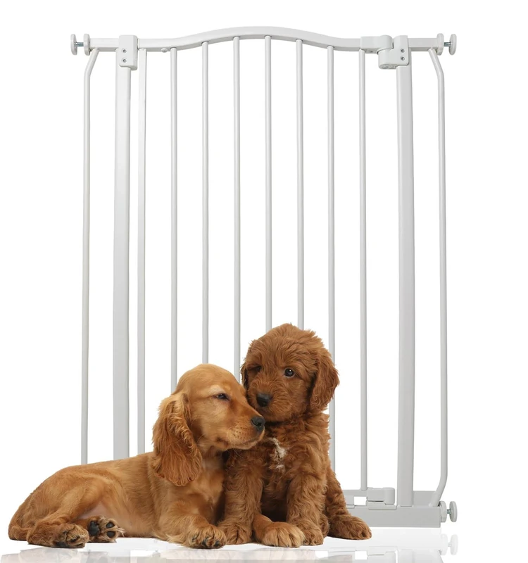 Bettacare Extra Tall Curved Top Gate, 71cm - 80cm, Matt White, 100cm Tall, Pressure Fit Pet Gate for Dog and Puppy, Easy Installation