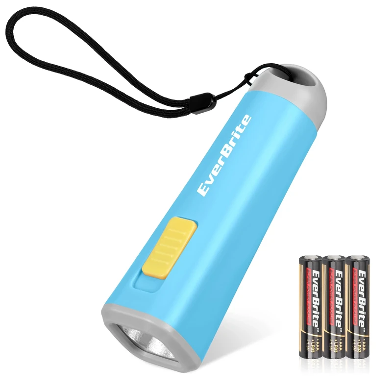 EverBrite Mini LED Flashlight - Lightweight (46g) Torch with Soft Yellow Light for Reading, Camping, and Emergencies - Blue