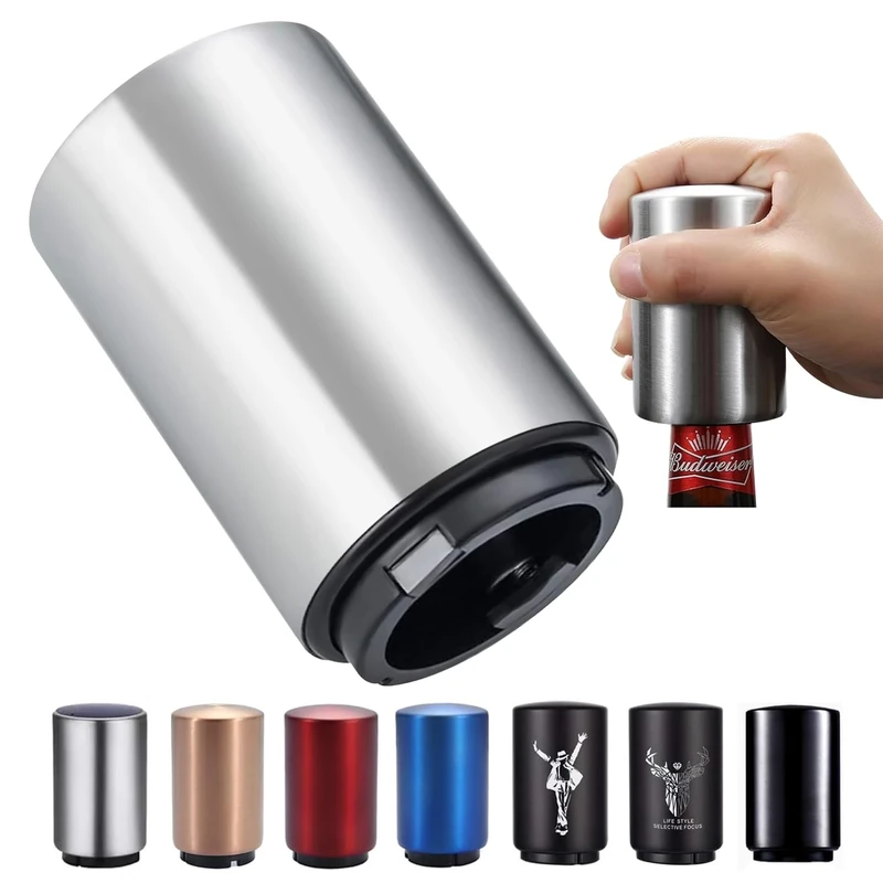 SUOXU Bottle Opener,Stainless Steel Automatic Push Down Magnetic Beer Bottle Opener,No Damage Quick to Open Beer Cola Soda Top Cap Kitchen Gadgets Accessories,Birthday Christmas Beer Gift for Men Dad