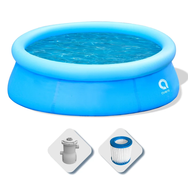 Avenli Round Overground Pool with Self-supporting Inflatable Ring Cm 420x84 Blue with Filter Pump Included