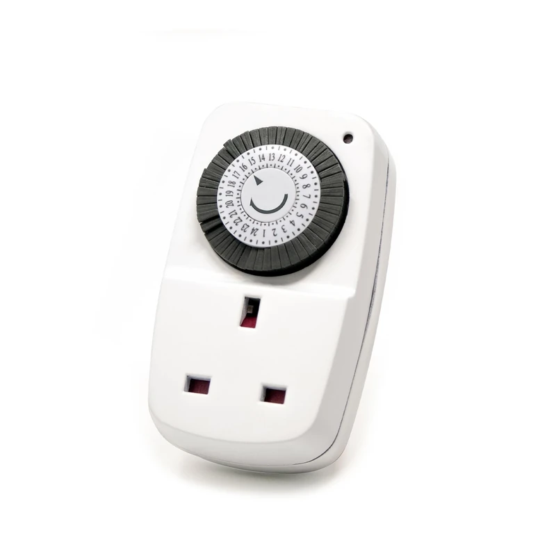 Defender Mini 24 Hour Programmable Segment Timer Switch - Energy Saving Indoor UK Plug - Timer Socket for Lights, Lamps, Christmas Trees and Home Appliances