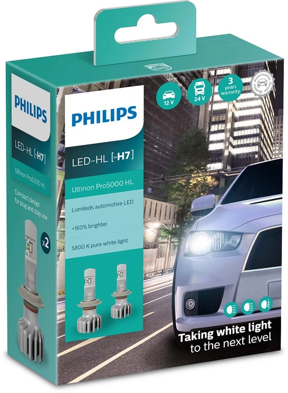 Philips Ultinon Pro5000 LED Car Headlight Bulb (H7), set of 2