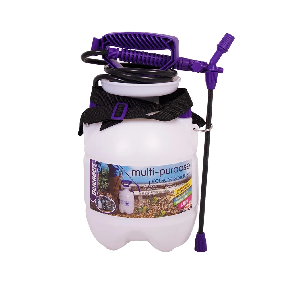 Defenders Plastic Multi-Purpose Home & Garden Pressure Sprayer with Carry Strap – 2L, Ideal for Pesticides, Fungicides, Weed Killer, Cleaning and Home Plant Care , Multicolor