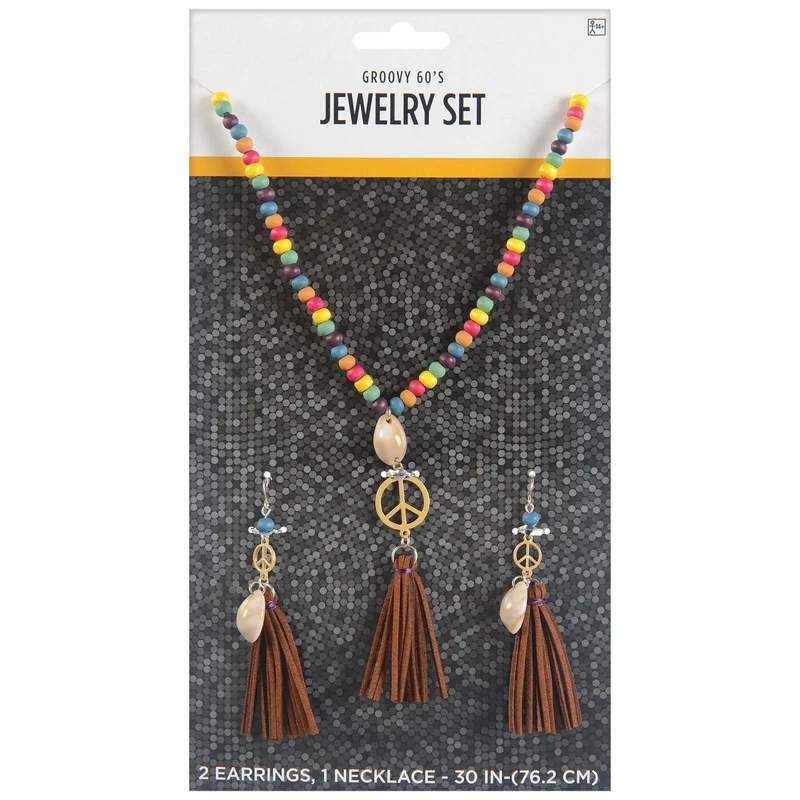amscan 8405284 60's Tassel Jewelry Accessory Set, Multicolor
