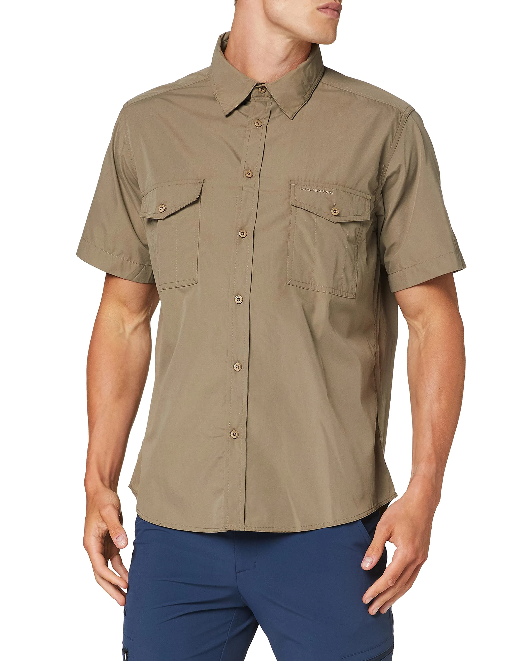 Craghoppers Mens Kiwi Short Sleeve Hiking Shirt, Pebble, XL EU