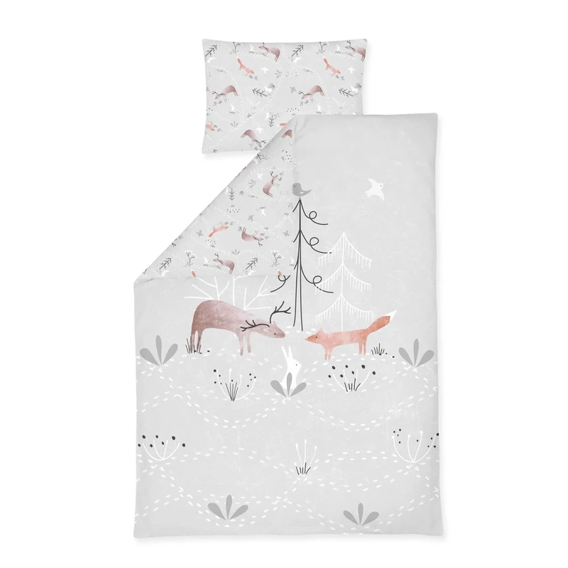 Julius Zöllner Children's Bed Linen 100% Cotton Standard 100 by Oeko-Tex, Made in Germany, Size 100 x 135 + 40 x 60 cm, Woodlife