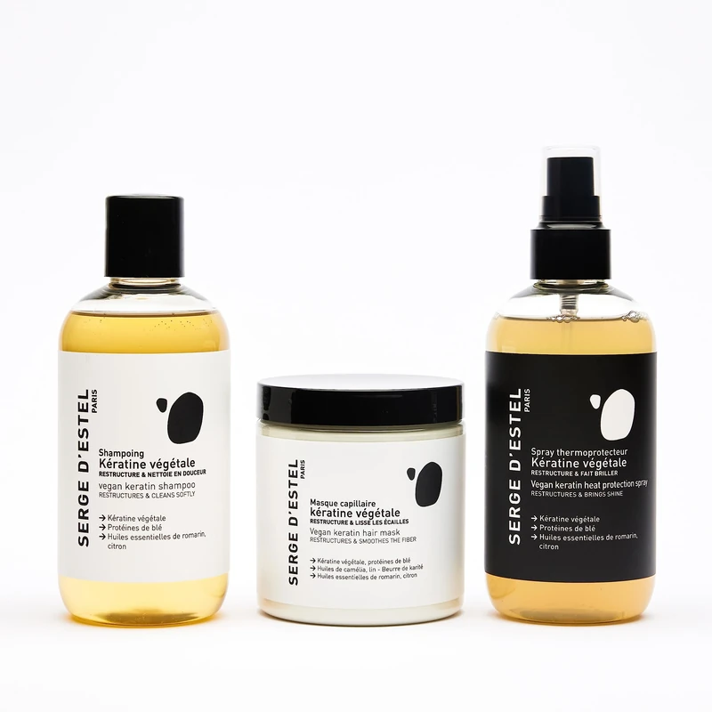 SERGE D'ESTEL PARIS Keratin Hair Care Routine Straight Hair Natural Vegan Hair Care Expert for Brazilian Straightening 700 ml