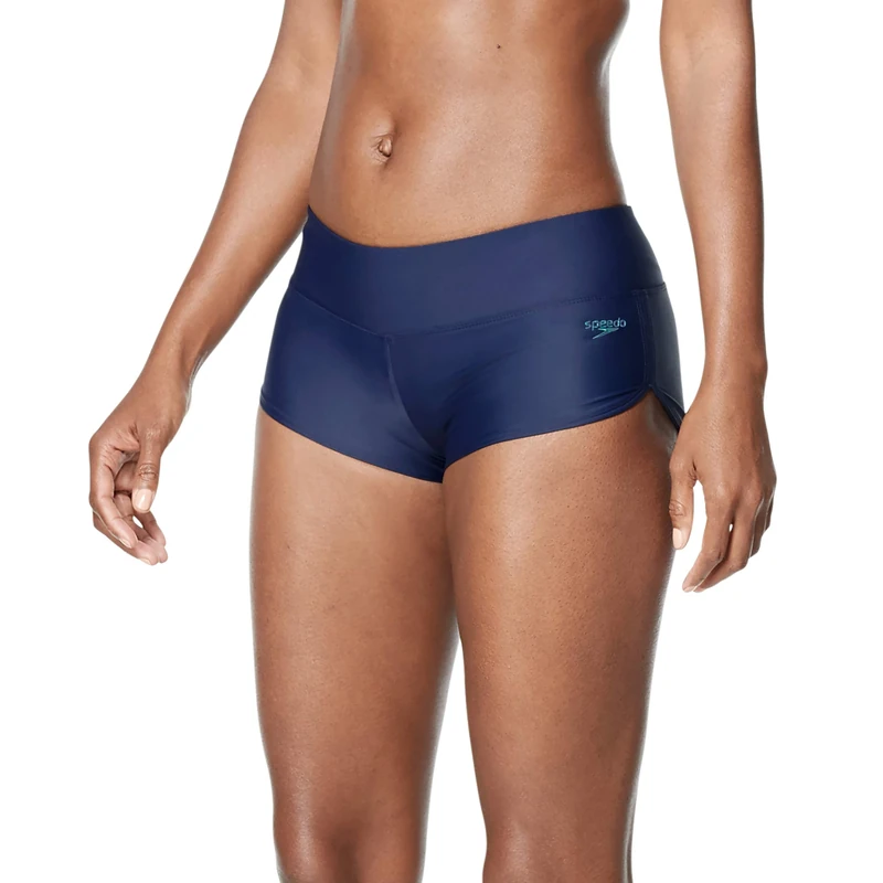 Speedo Women's Swimsuit Bottom Boyshort Length Bikini, Peacoat, XS