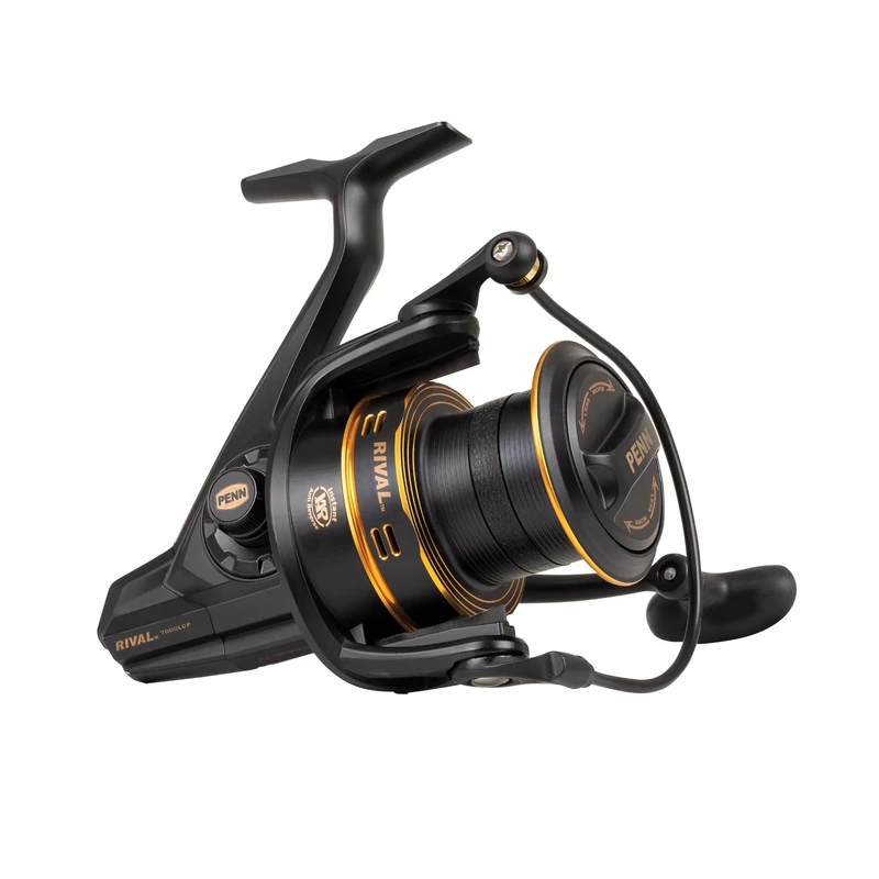 PENN Rival™ Longcast Gold, Sea Fishing Reel, Spinning Reels, Lightweight Long Distance Casting Reel for Sea, Saltwater, Surf, Rock and Beach Fishing Anglers, Carp, Bass & Predator Fish Black Gold 6000