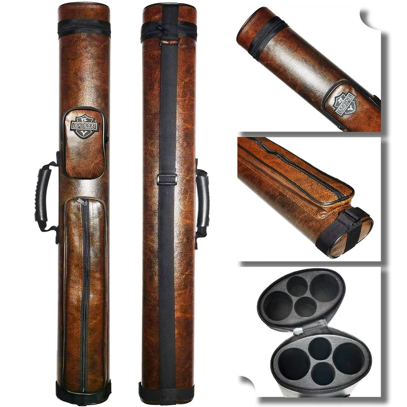 BY SPORTS 2x2 Hard cue case Oval Pool Cue Billiard Stick Carrying Case
