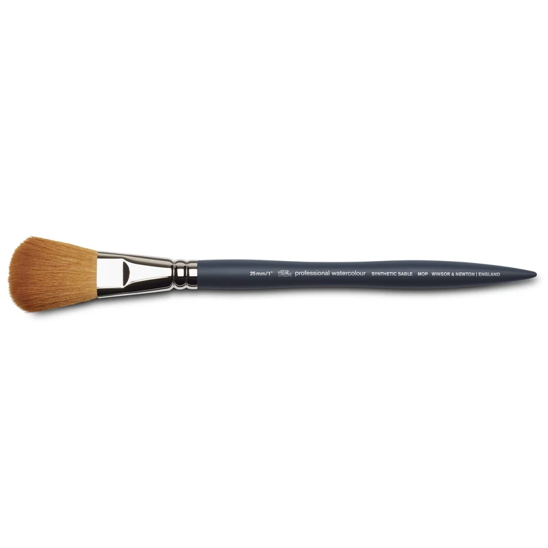 Winsor & Newton 5011425 Professional Watercolour Brush, Painting Brush for Watercolour Paints with Synthetic Fibres, Ergonomic Handle, Durable and Dimensionally Stable, Short Handle - Mop 1 Inch