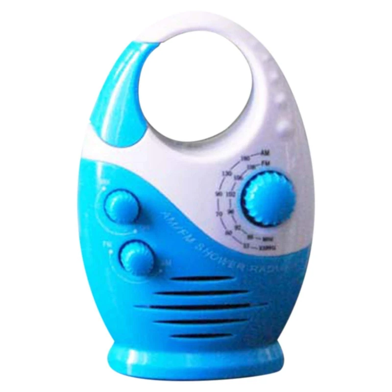 Waterproof Shower Radio, Bathroom Speaker Button Adjustable Volume Hanging AM/FM Radio with Top Handle for Bathroom Indoor Outdoor Use