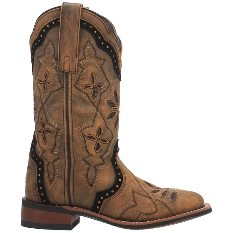 Laredo Womens Bouquet Cowboy Boots Leather Honey 6.5 M