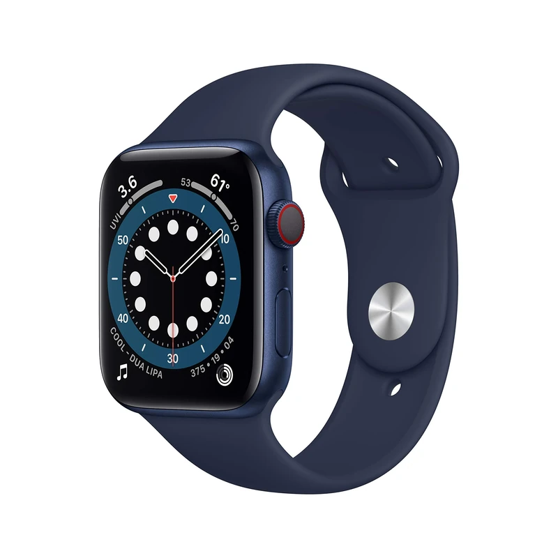 Apple Watch Series 6 (GPS + Cellular, 44MM) Blue Aluminium Case with Deep Navy Sport Band (Renewed)