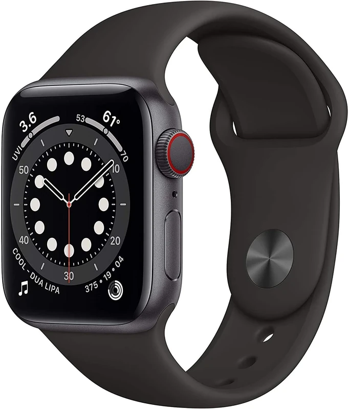 Apple Watch Series 6 (GPS + Cellular, 40MM) - Space Gray Aluminium Case with Black Sport Band (Renewed)