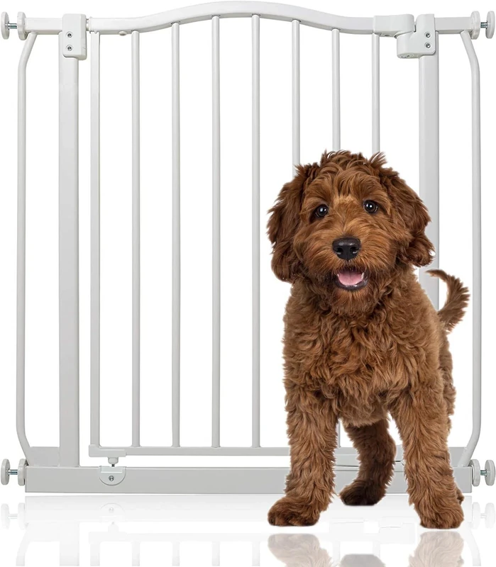 Bettacare Curved Top Dog Gate, 71cm - 80cm, Matt White, Pressure Fit Pet Gate for Puppy and Dog, Easy Installation
