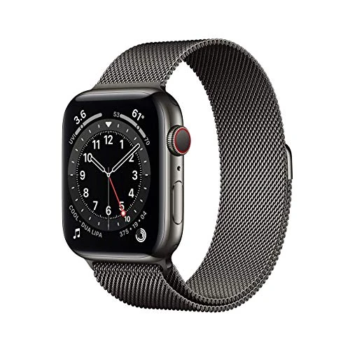 Apple Watch Series 6 (GPS + Cellular, 44MM) Graphite Stainless Steel Case with Graphite Milanese Loop (Renewed)