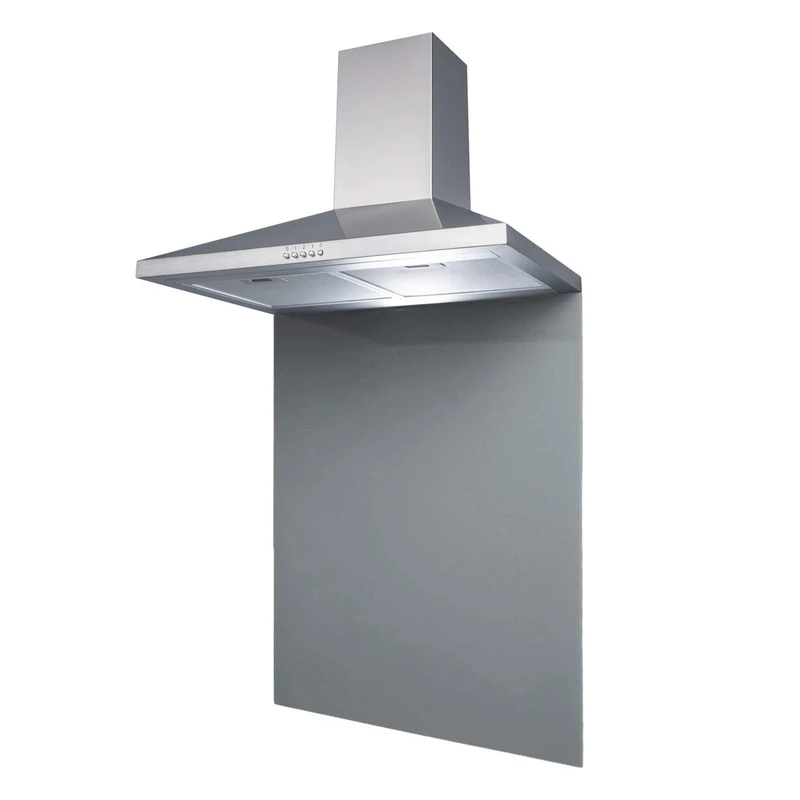 SIA 60cm Stainless Steel Chimney Cooker Hood & Grey Toughened Glass Splashback