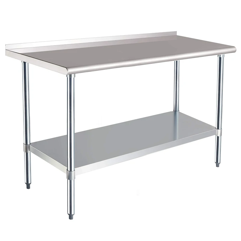 Amazon Basics NSF Stainless-Steel Workbench with Backsplash, 61 x 152 cm, Silver