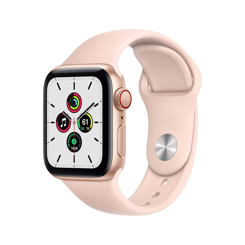 2020 Apple Watch SE (GPS + Cellular, 40MM) Gold Aluminium Case with Pink Sand Sport Band (Renewed)