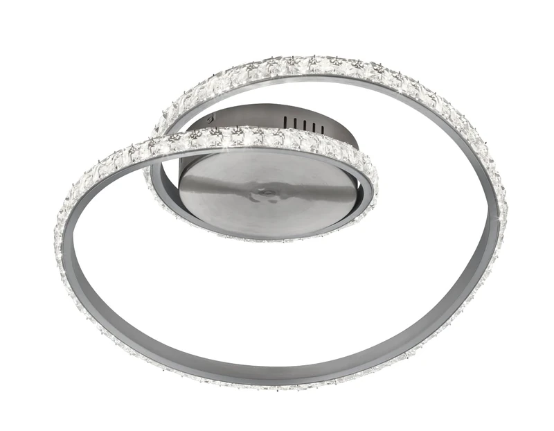 Reality, Ceiling Light, Rubin incl. 1 x LED,SMD,19,0 Watt,3000K,2100 Lm. Plastic, Clear Transparent, Body: Metal, Brushed Aluminium L:45 cm, L:38 cm, H:18 cm