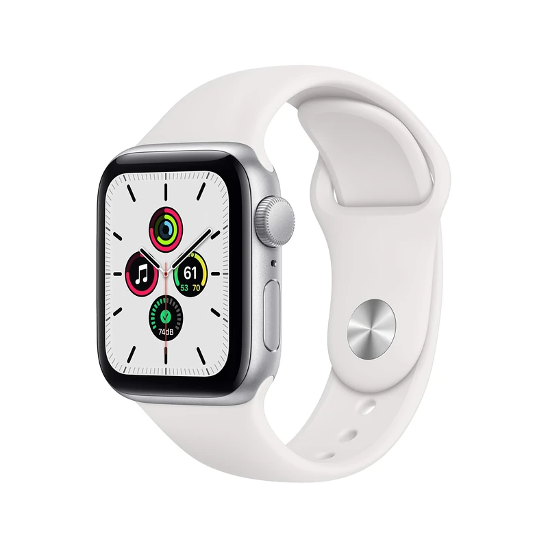 Apple Watch SE 2020 (GPS, 40MM) Silver Aluminium Case with White Sport Band (Renewed)
