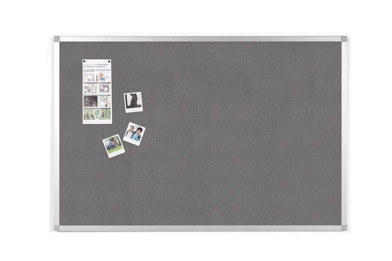 BoardsPlus Felt Notice Board - 1050 x 750 mm - Grey Felt Surface, Aluminium Frame