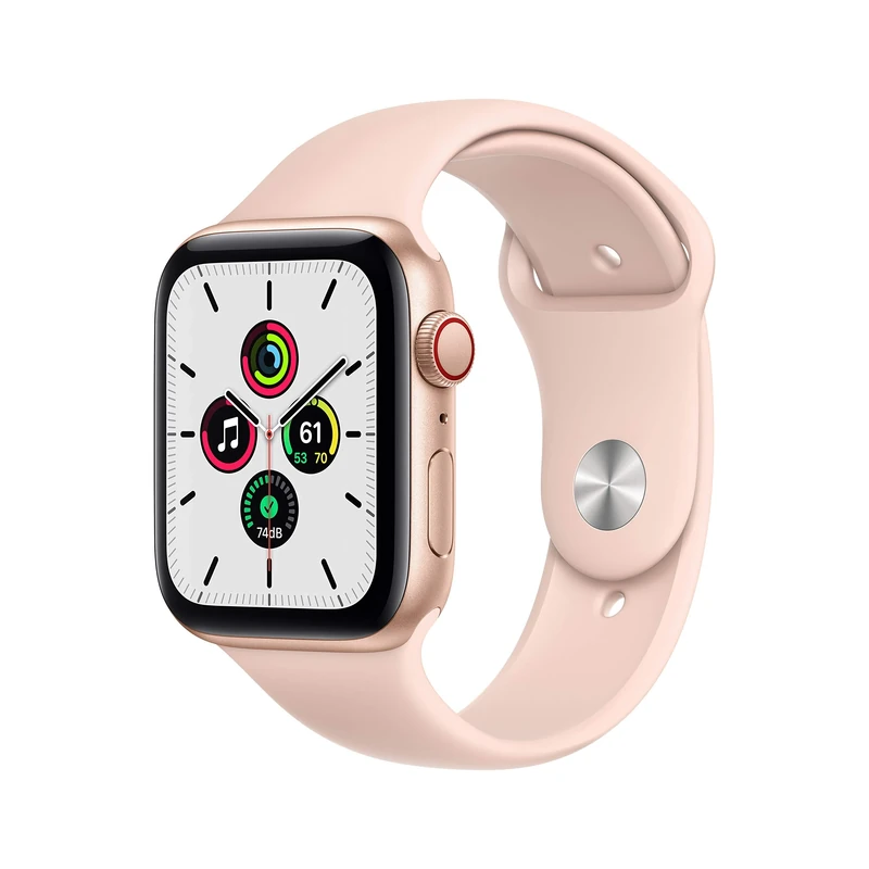 Apple Watch SE 2020 (GPS + Cellular, 44MM) Gold Aluminium Case with Pink Sand Sport Band (Renewed)