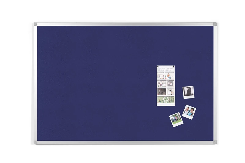 BoardsPlus Felt Notice Board - 1050 x 750 mm - Blue Felt Surface, Aluminium Frame