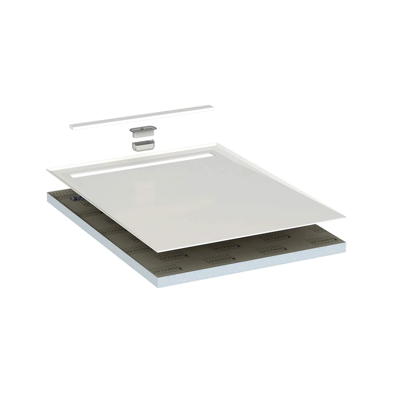 LUX ELEMENTS LTUBE94003 TUB-Line FW R4 1200/900 Line Drain 1200 x 900 mm Shower Base with Surface Element Grey/White 120 x 90 cm