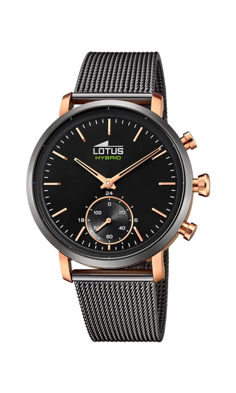 Lotus Model 18805/3 Connected Collection, 42 mm Black Case with Dark Grey Steel Strap for Men