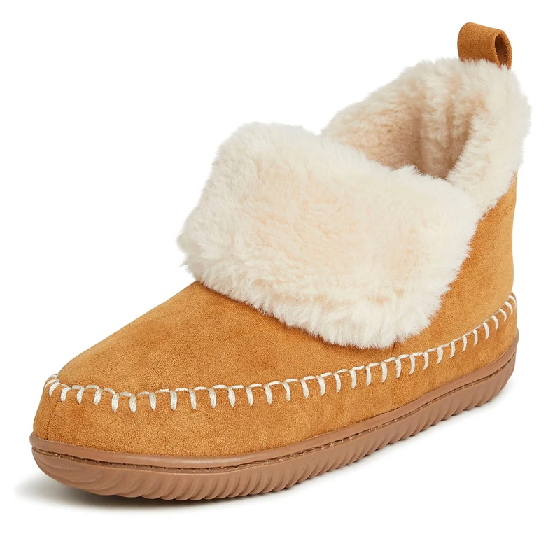 Dearfoams Alpine Women's Moritz Bootie Slipper, Whiskey, Medium UK