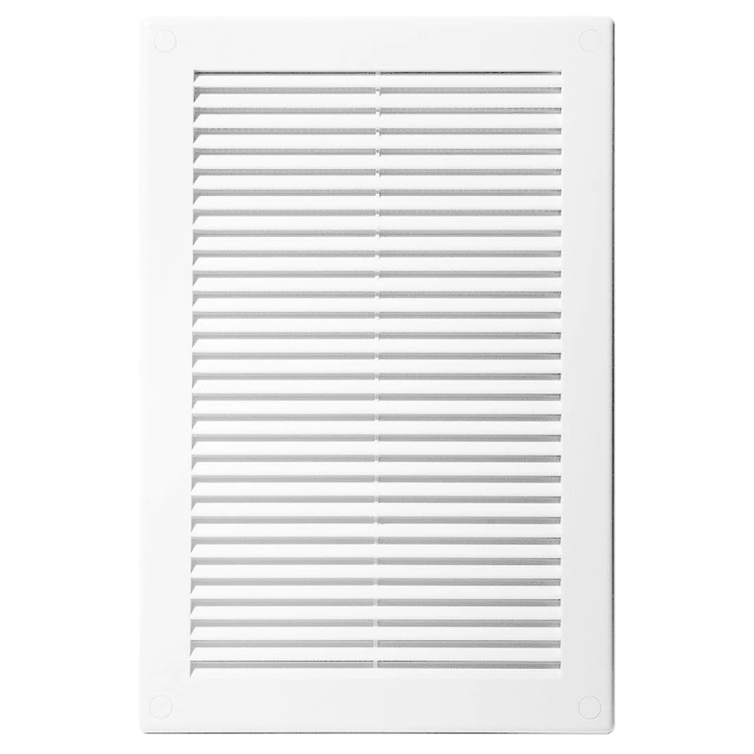 White Louvred Wall Vent Grille with Flyscreen and Screw Caps, 200 x 250 mm, Air Ventilation Duct Cover with Anti-Insect Mesh and Flat Back, Tough and Durable ABS Plastic