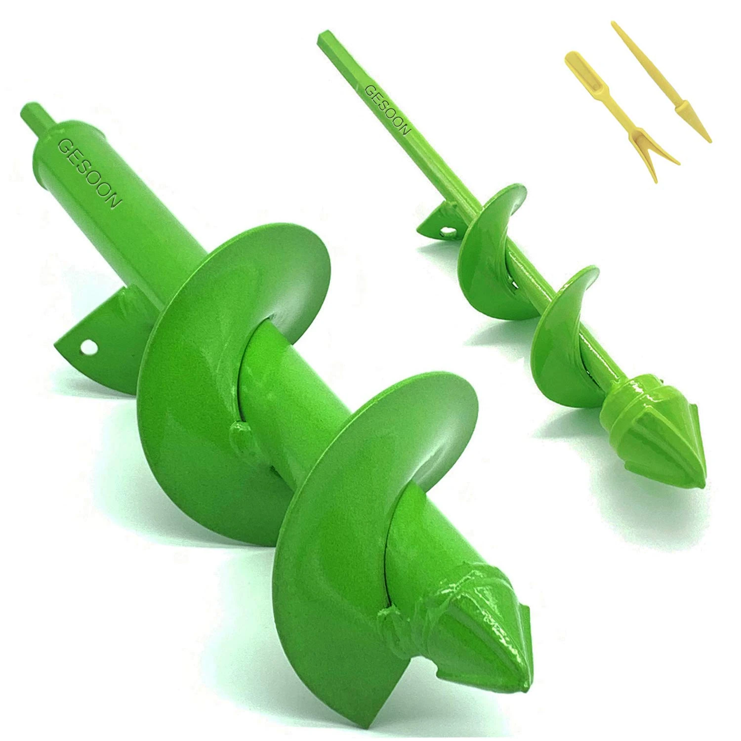 ReinforcedGarden Auger Spiral Drill Bit for Planting, Fence Post Auger Post Hole Digger, Made of High-Strength Cast Steel, Used to Dirt/Hard Soil/Clay for 10mm Hex Driver Drill, 4x22cm & 8x30cm