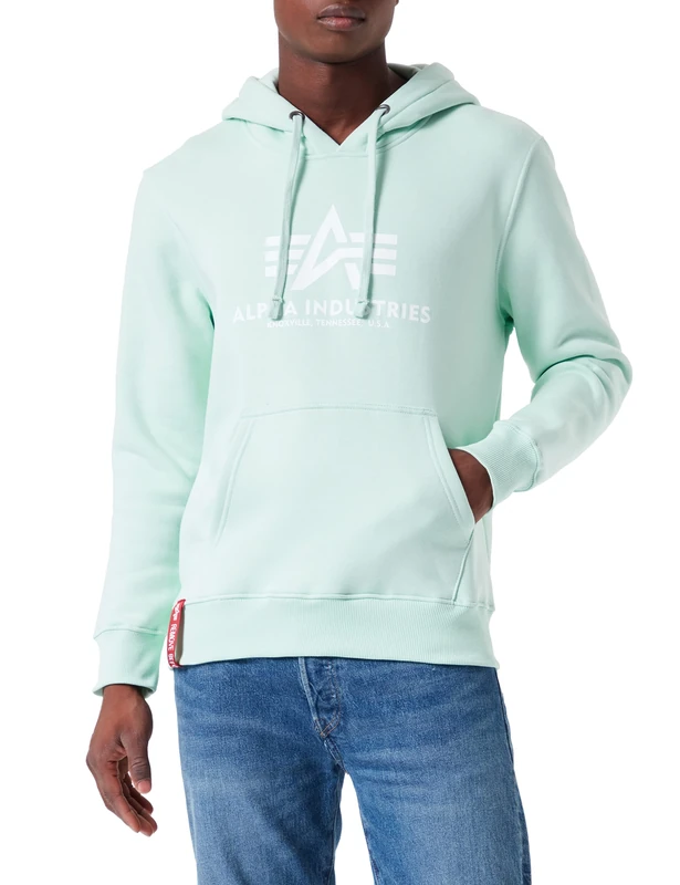 Alpha Industries Basic Hoody Hooded Sweat for Men Mint