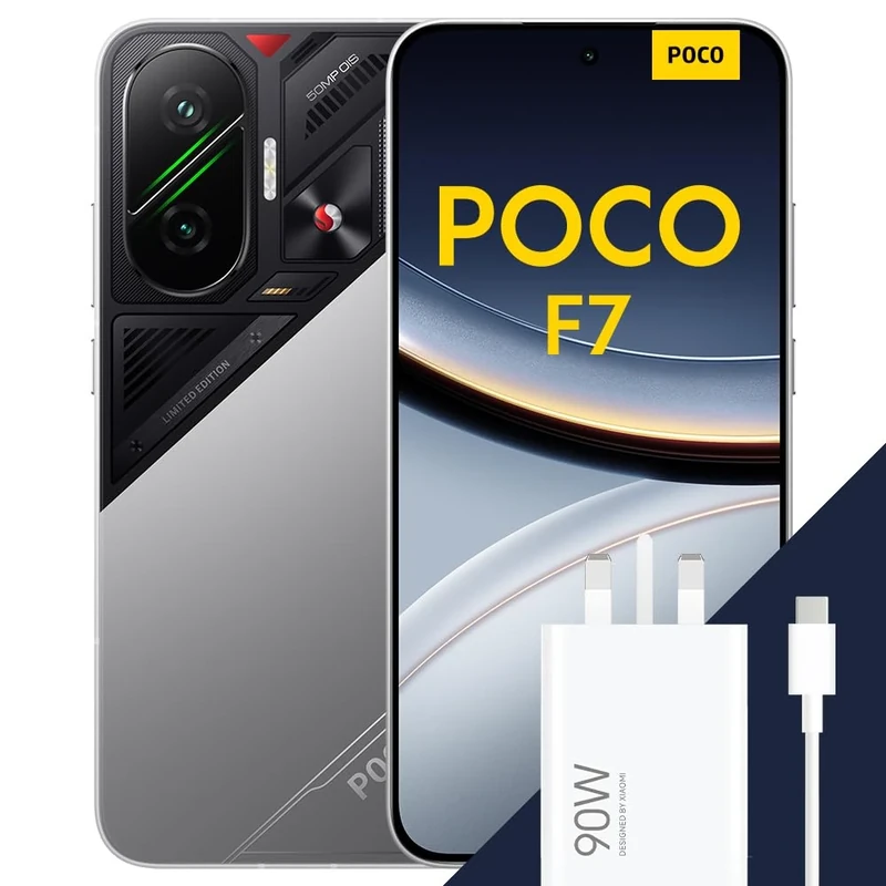POCO F7 Smartphone, 12+512GB, Silver, Flagship Snapdragon® 8s Gen 4, 6500mAh battery, 50MP Sony camera with OIS, 6.83" 1.5K 120Hz AMOLED display (Included power adapter)